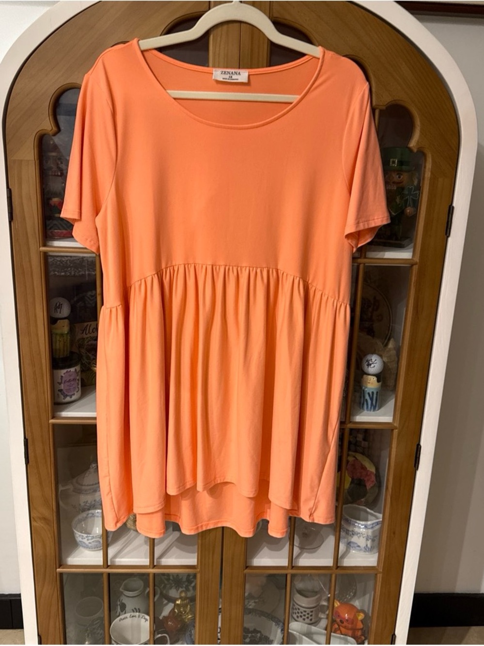Zenana Outfitters Orange Short Sleeve Babydoll Tunic